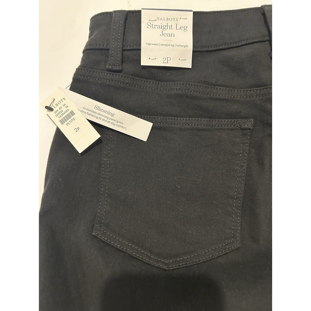 Talbots Womens Straight Black Jeans Stretch 5-Pocket Denim Black Size 2 P 27X29